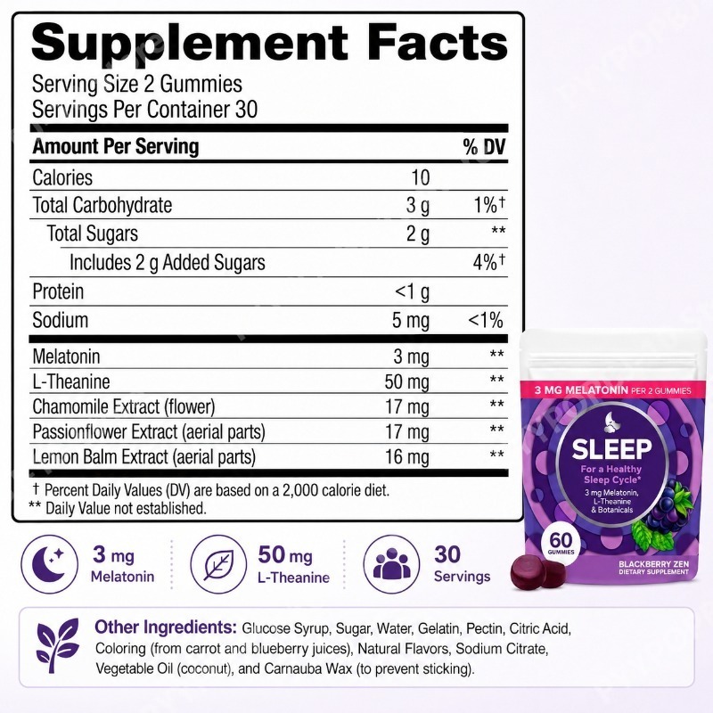 Melatonin Sleep Gummies 3mg wi - огляд і ціна Melatonin Sleep Gummy