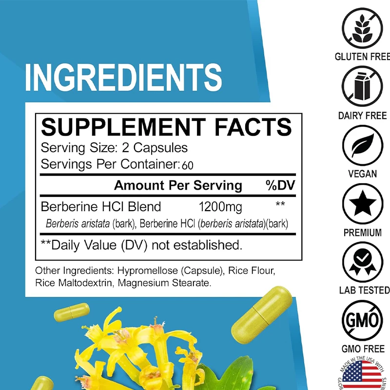 1200mg HCL Supplement, Healthy - огляд і ціна Berberine Hcl Capsule